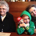 Ty and his friend enjoy dinner with his Grandma and Aunt Lynette at dinner friday night