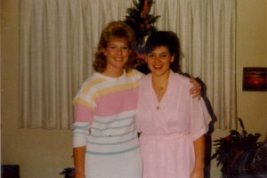 Anna and Aida pose in front of our famous Christmas tree. Circa 1986.